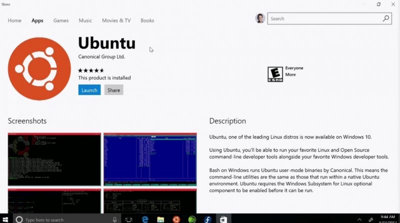 ubuntu in windows store